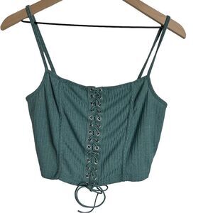Shein Curve Heather Sage Green Crop Top Size‎ 0XL (12 US)